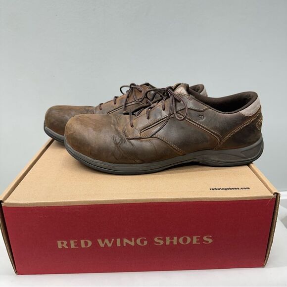 Red Wing comfort pro safety toe lace up brown leather work shoes men's 12 6708 - Picture 1 of 8